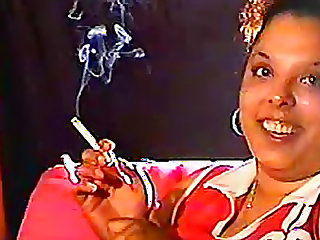Chubby black girl is a sexy smoker